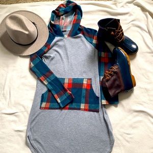 Plaid and grey tunic
